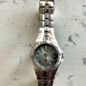 Fossil Blue AM-3724 Stainless Steel Men's Chunky Watch - Needs Tinkering